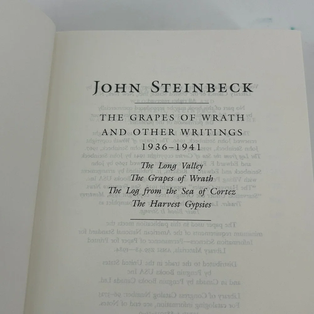 Library of America John Steinbeck The Grapes of Wrath Hardcover Book 1st Edition